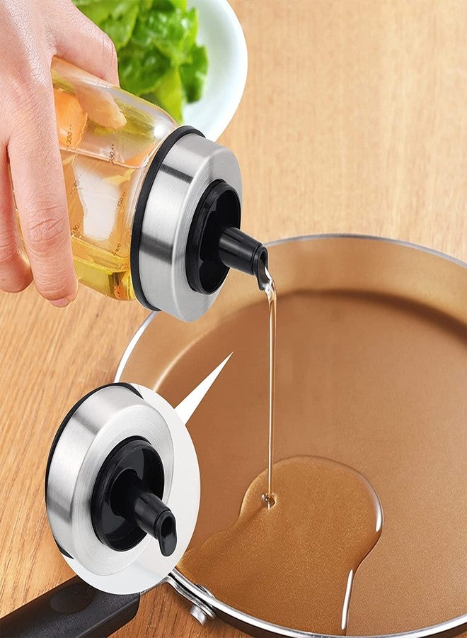 وي3 وعاء زجاجي للزيت والخل من we3، زجاجة زيت سائلة بغطاء معدني من زجاج البوروسيليكات (500 مل، 24 سم)، طقم من قطعة واحدة - Image 3